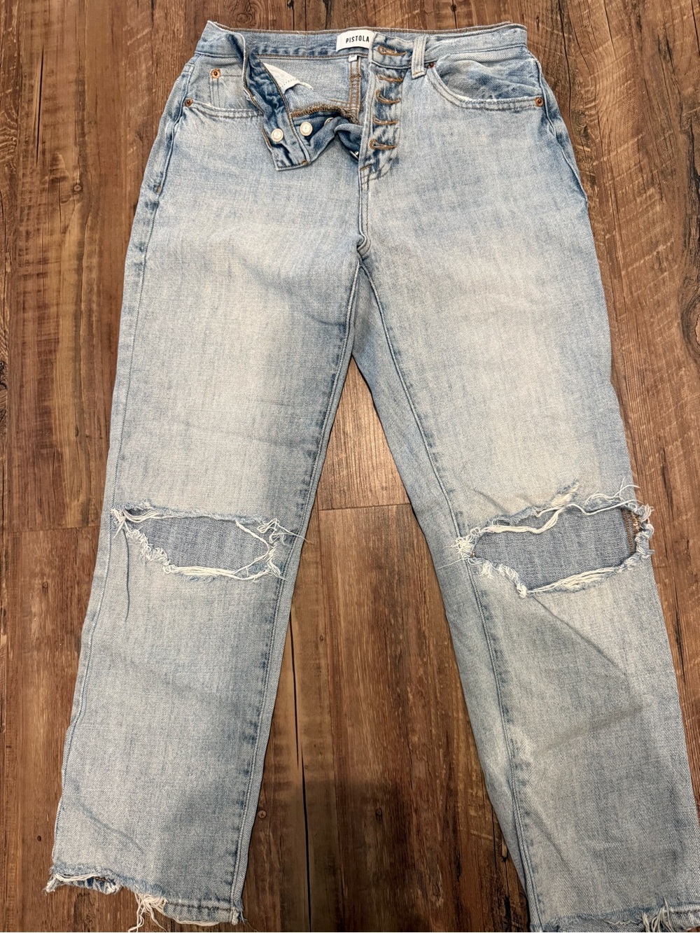 pistola Light Blue Distressed Boyfriend Jeans